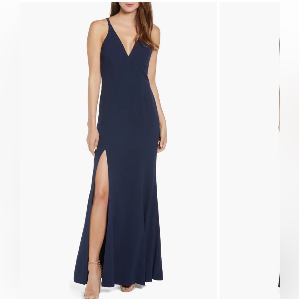 Dress the Population Iris Slit Crepe Gown
